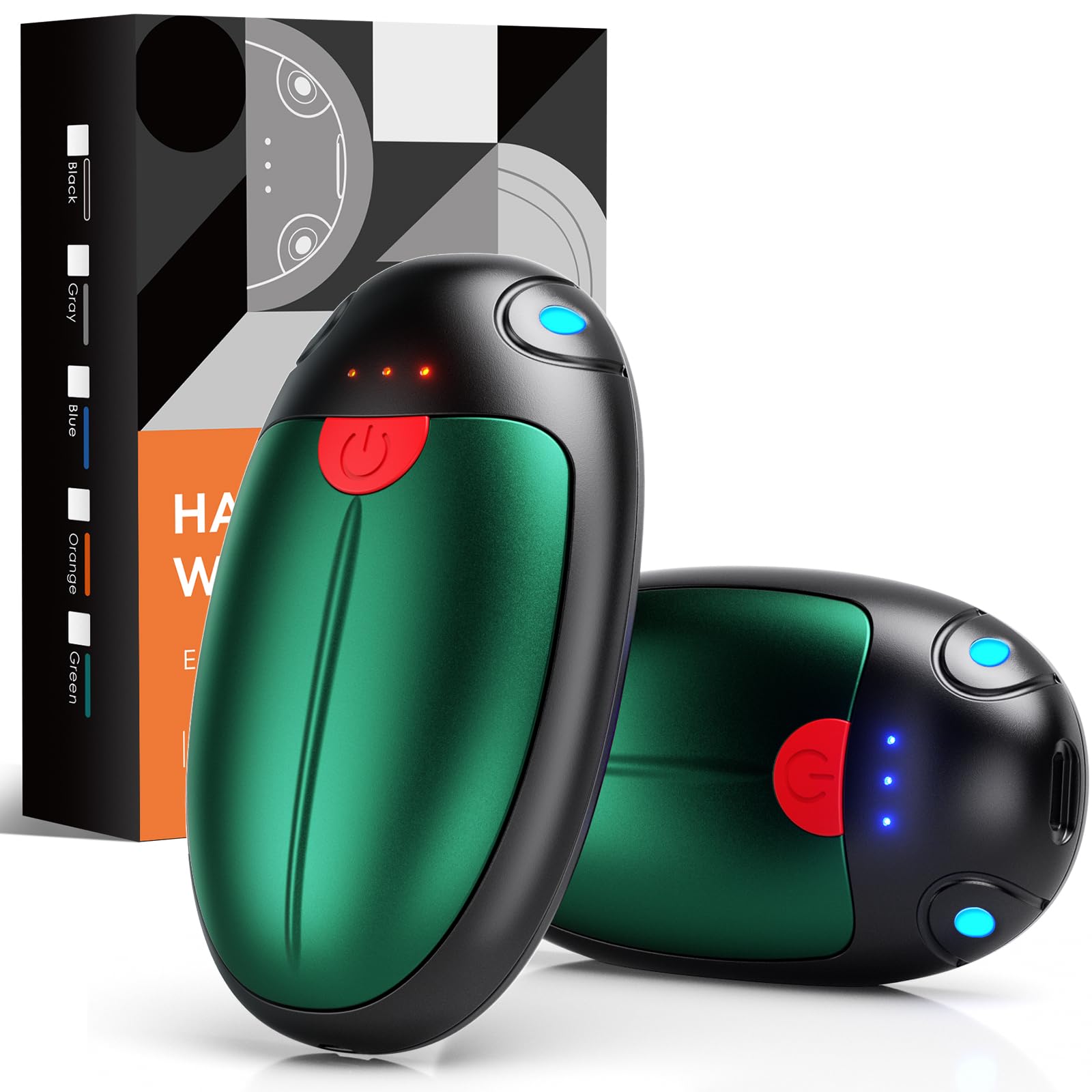 Hand Warmers Rechargeable 2 Pack, Electric Hand Warmers Reusable 20 Hrs Warmth, USB Hand Warmer with 3 Levels Heat Up to 57°, Portable Pocket Handwarmers for Hiking Golf Raynaud's Arthritis(Green)