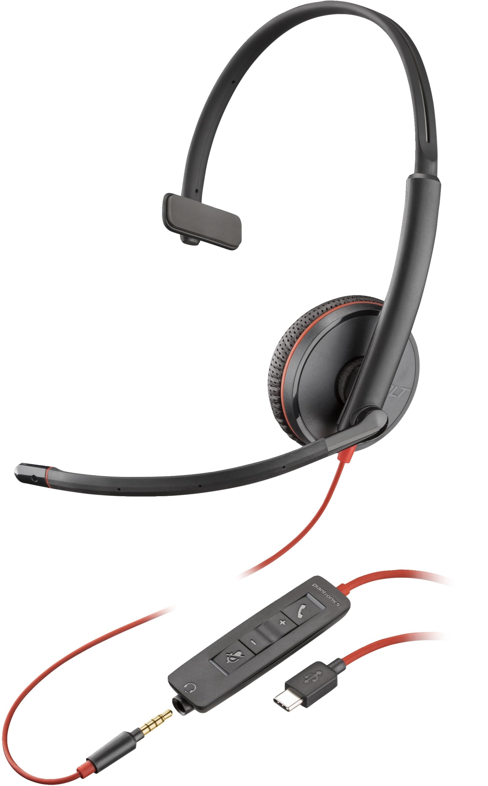 Plantronics Blackwire 3200 Mono Corded UC Headset With USB-C & 3.5mm Smart Phone Connectivity