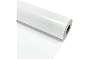 MerryMade White Heat Transfer Vinyl HTV Roll Glitter PU 12" x 10 ft. | Easy to Cut, Weed & Transfer, Iron On Vinyl for Cricut, Silhouette & Other Craft Cutter Cutting Machine(Rainbow White)