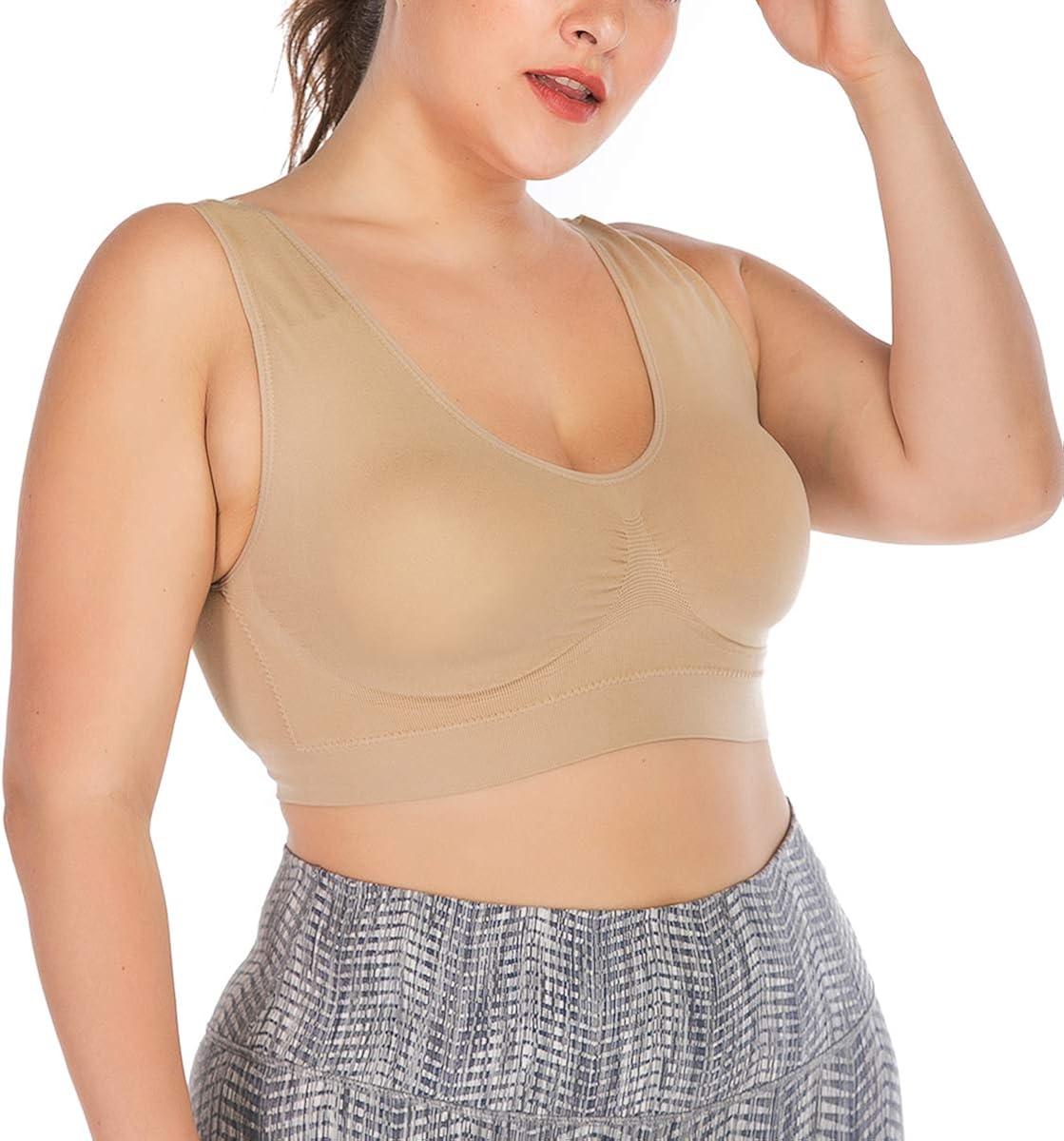 OMG_Shop Women's Sports Bras Full-Coverage Seamless Bra Yoga Gym Workout Fitness Bralette Plus Size at  Women’s Clothing store