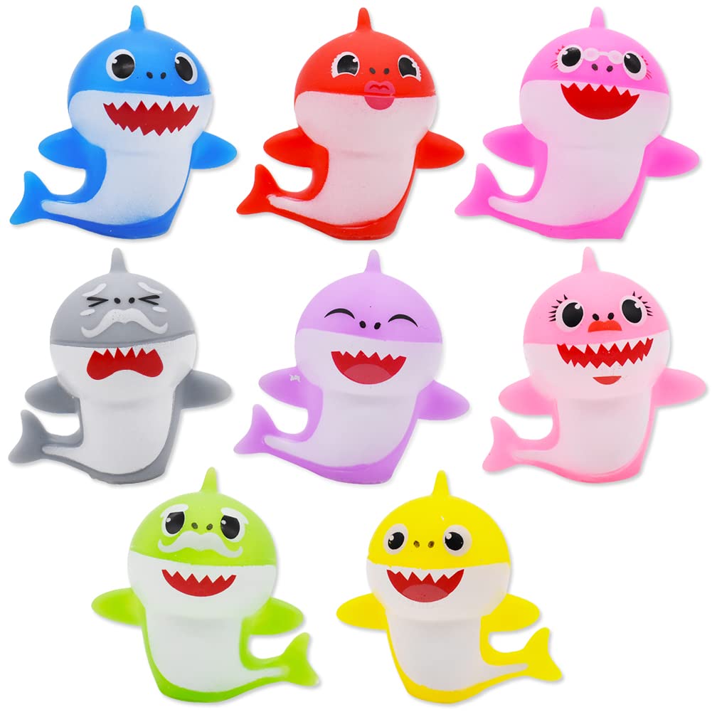 Simmpu Set of 8 Shark Cake Topper Mini Shark Figurines Mini Animal Miniature Shark Decoration for Children Baby Shower Birthday Party