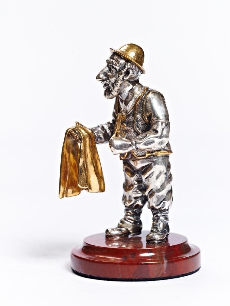 Silver Figurine "Jew hairdresser" Unique Housewarming