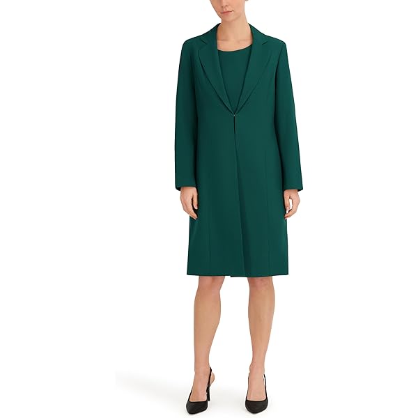 Le Suit Duster Jacket & Sheath Dress, 2pc Set, Bordeaux, 4 at Amazon  Women's Clothing store