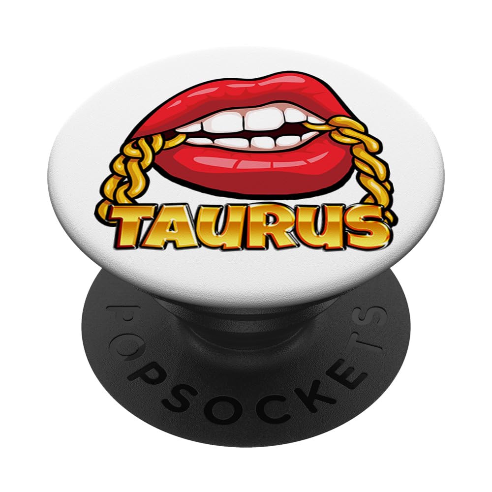 Juicy Lips Gold Chain Taurus Zodiac Sign PopSockets Adhesive PopGrip