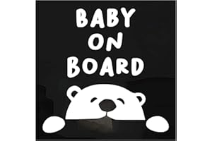 White Baby on Board Vinyl Car Decal | Peeking Bear Window Sticker | Handmade Die Cut 5.5 in
