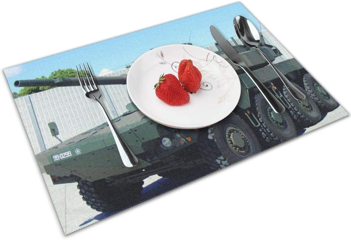 NWUIGE Green and Brown Military Tanks Placemats Set of 4
