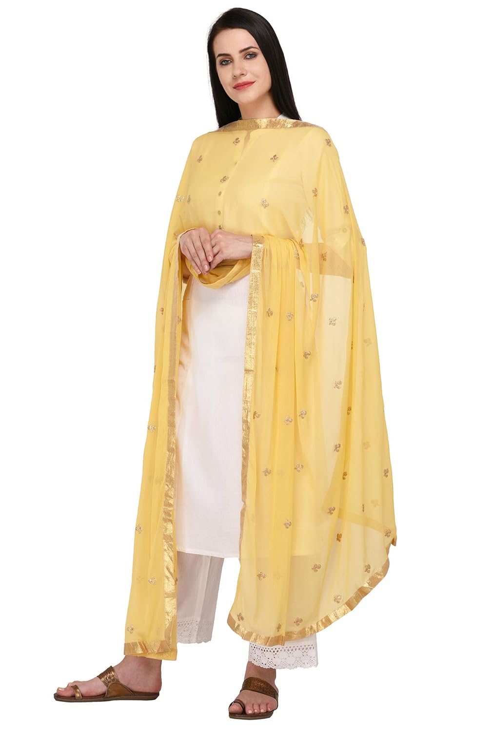 pistaa's women's chiffon embroidered fancy dupatta