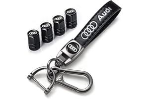BALTHUS for Audi Keychain, 4PCS Tire Valve Caps and Car Keyring Combo for Audi A1 A3 RS3 A4 A5 A6 A7 RS7 A8 Q3 Q5 Q7 R8 S Series, Auto Accessories, Black
