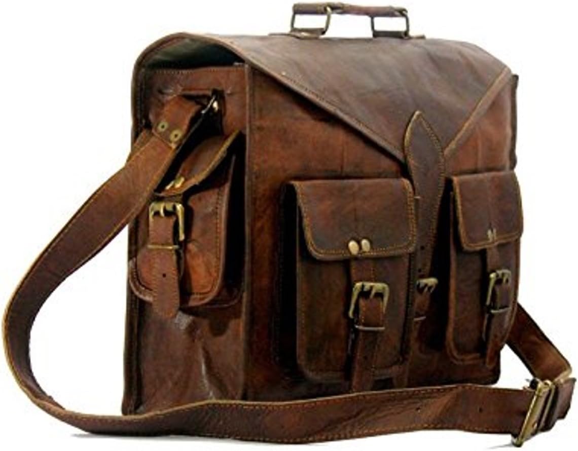 Vintage Brown Leather Messenger Bag (Brown 143)