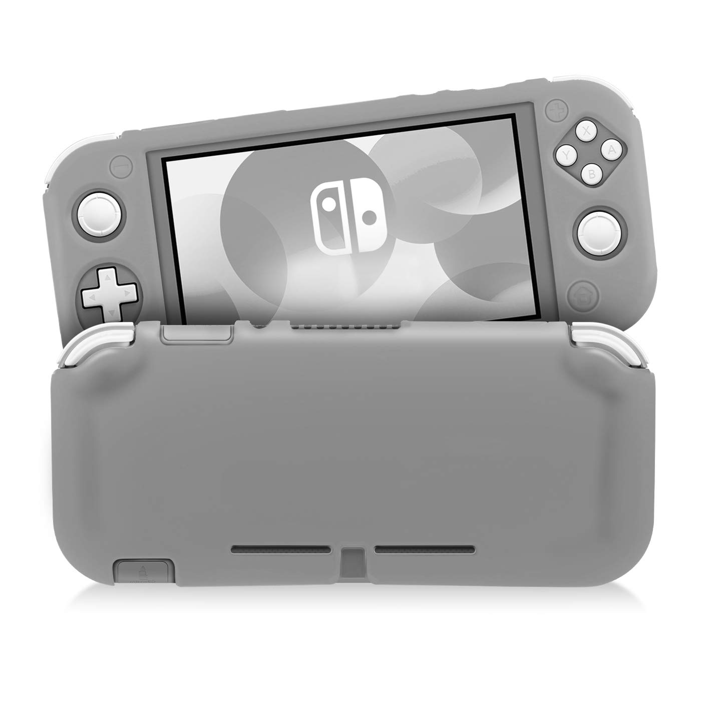 KINGTOP Silicone Protective Cover for Nintendo Switch Lite, Back Cover Full Housing Shell Compatible with Switch Lite Ultra Slim Durable Anti-Collision and Anti-Scratch Design (Gray)