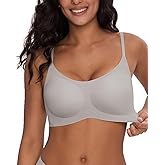 Ubras Women's Adjustable String Bralette, Wireless Seamless Vest Bras Adjustable Spaghetti Straps Camisole Bra (Grey)