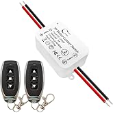 DieseRC Wireless DC Motor Remote Control Switch, DC 12V~80V 5A Relay Receiver Controller with 2 Transmitters, Radio Control Motor Move Forward and Reverse