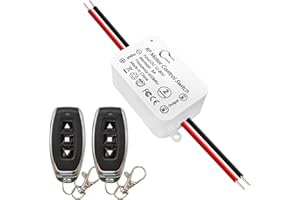 DieseRC Wireless DC Motor Remote Control Switch, DC 12V~80V 5A Relay Receiver Controller with 2 Transmitters, Radio Control Motor Move Forward and Reverse