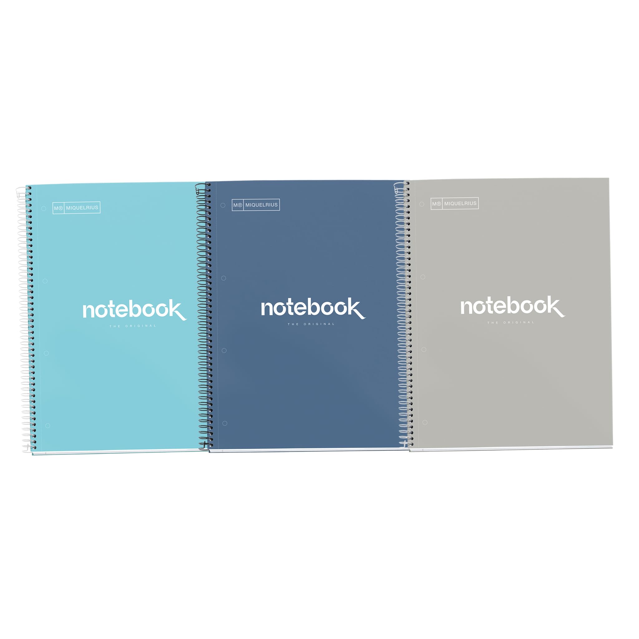 Miquelrius - Pack of 3 Emotions A4 Notebooks, 80 Sheets 90 g/m², Dotted Ruled (Dots), 1 Colour Strip, Micro-Perforated Spiral, Extra Rigid Cover, 4 Drills, Intense Pastel Colours