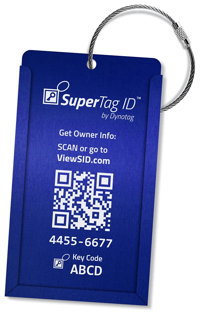 Dynotag Web Enabled QR Smart Aluminum Convertible Luggage Tag w. Steel Loop