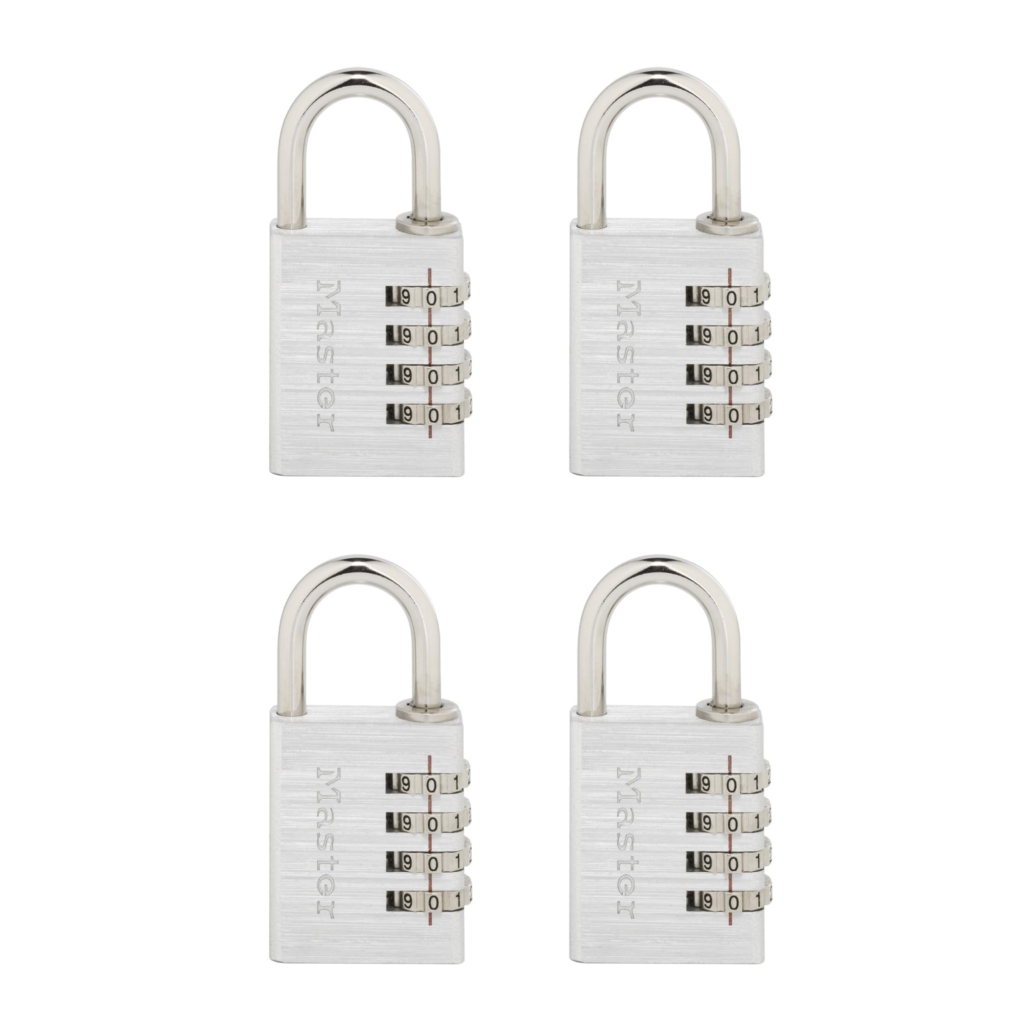 Photo 1 of Master Lock Set Your Own Combination Padlock, 4 Pack, Silver 643EC4