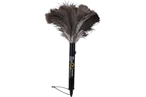 Aldwin Ostrich Feather Duster Retractable 1 Pack,16 inch Genuine Fluffy Natural Handheld Feather Dusters for Cleaning Supplies, Washable,Car, Office, Desk