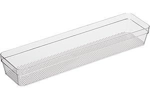 Oggi Clear Drawer Organizer - 3" X 12.5" - Ideal for Organizing Kitchen Drawers, Office, Desk, Silverware, Kitchen Utensils, 