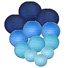 Just Artifacts Decorative Round Chinese Paper Lanterns 12pcs Assorted Sizes & Colors (Color: Blues)