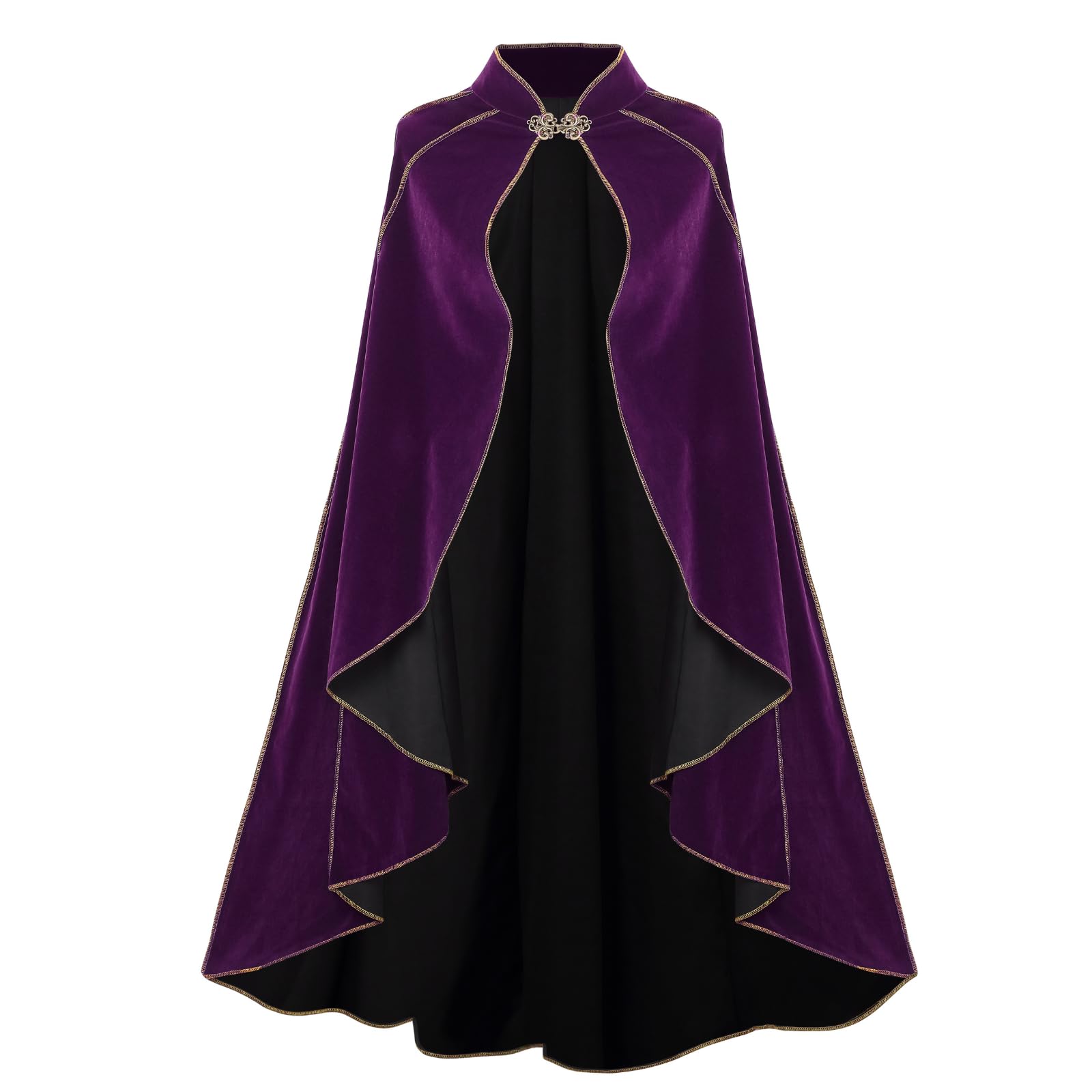 maxToonrain Medieval Costume Women Green,Women's Green Cape Velvet Renaissance Hooded Cloaks Halloween World Book Day Costumes Fancy Dress for Womens(Purple,110 CM) — image 1