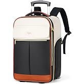 Tonyeee Rolling Backpack for Women, 22 Inch Carry on Luggage Flight Approve | X Large Travel Laptop Roller Bag Suitcase with Wheels for Overnight Weekender Bussiness Work (Beige,XL Carry on Size)