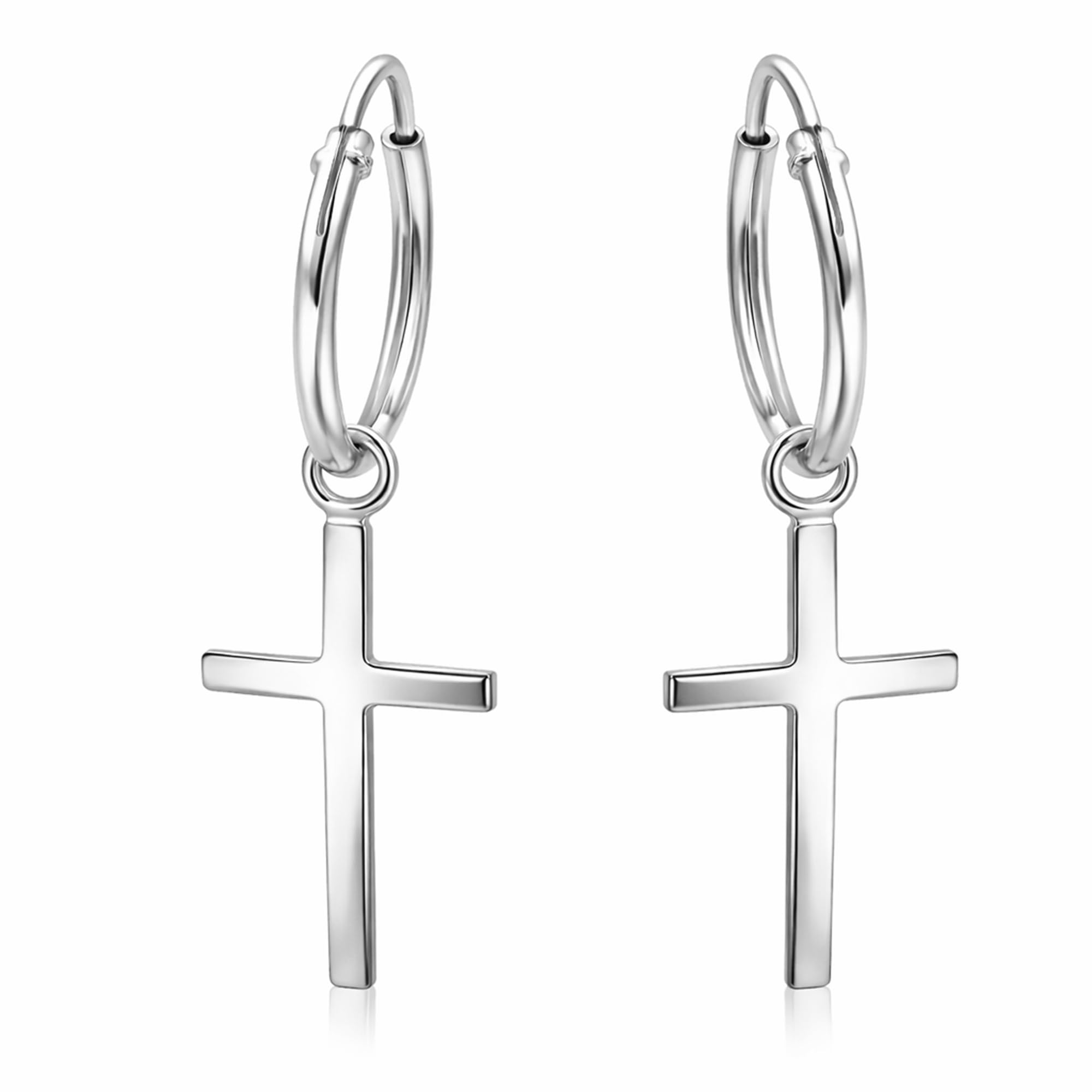 Essential Cross .925 Sterling Silver Hoop Earrings