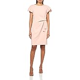 Tommy Hilfiger Womens Flounce Sleeve Side Drape Fully Lined Sheath Dress