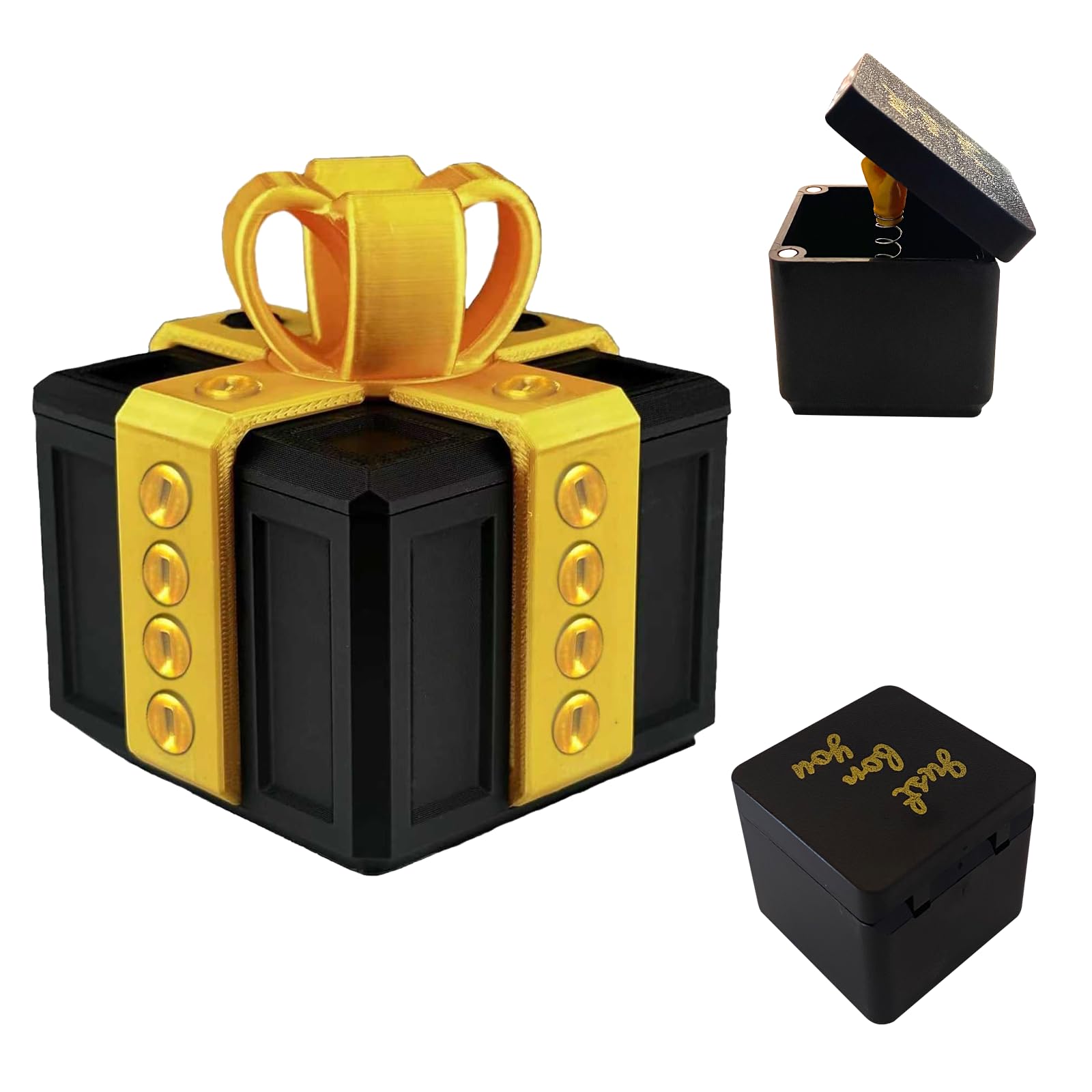 Photo 1 of *UNTESTED*
Annoying Gift Box with Screws Funny Finger in Annoying Present Box Prank Gag Gift for Christmas Weird Office Joke Gifts(Black Gold)