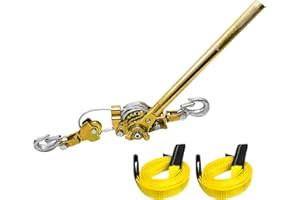 YATOINTO Come Along Winch 2 Ton Pulling Capacity with Two 1"x8ft Lifting Sling 6.56 ft Steel Cable 2 Hooks Hand Power Puller 