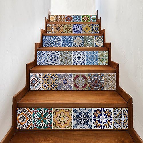 6PCS Wall Stickers Stairs Decal Home Decor DIY Steps Sticker Removable Stair Sticker Home Decor Ceramic Tiles Patterns