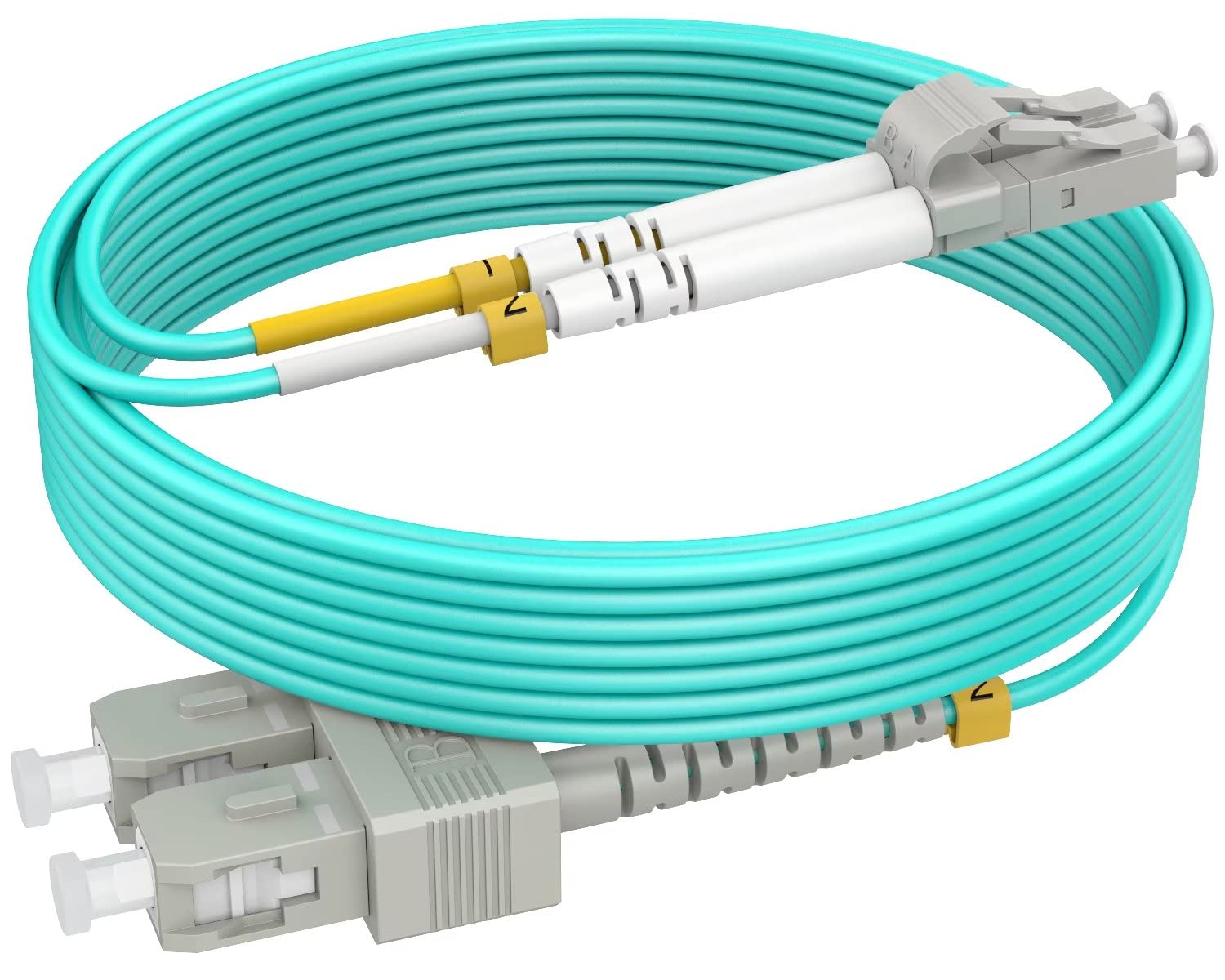 RamboCables 1ft(0.3m) OM4 SC LC Fiber Patch Cables MMF Multimode, Options 1ft~200ft, Fiber Optic Cable Duplex, 50/125μm 40G/100G LSZH OD 2.0mm