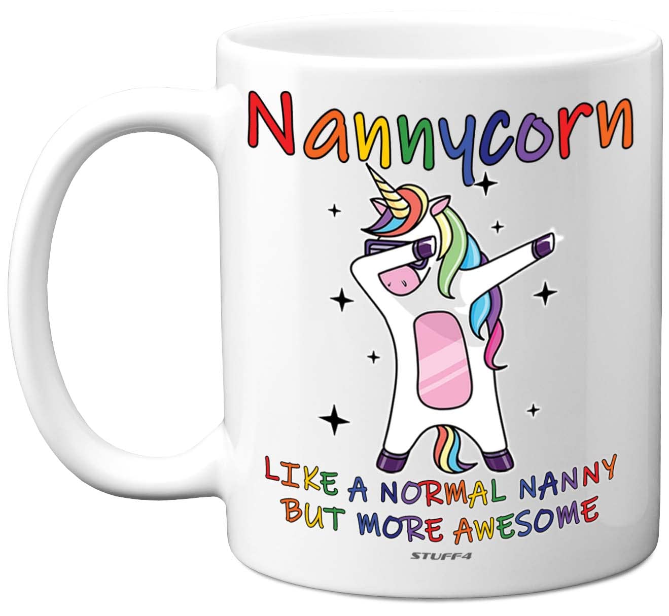 Stuff4 Nanny Birthday Gifts - Nannycorn - Best Nanny Mugs, Happy Birthday Mug, Special Christmas Nan Gifts from Grandchildren, Funny Xmas Tea Coffee Cup Cups, 11oz Ceramic Dishwasher Safe Mugs