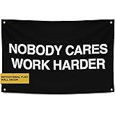 Gold Trident Flags Nobody Cares Work Harder Motivational Gym Banner – Discipline Poster for Gym, Dorm, Home Workout Space – Cool Fitness Wall Decor – Durable Polyester, Double Stitched Flag – 3x5 Feet