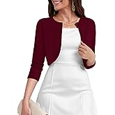 Heymoments Women's 3/4 Sleeve Casual Shrugs Lightweight Open Front Cropped Cardigan for Dresses