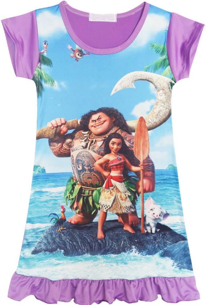 Moana Comfy Loose Fit Pajamas Girls Printed Princess Dress