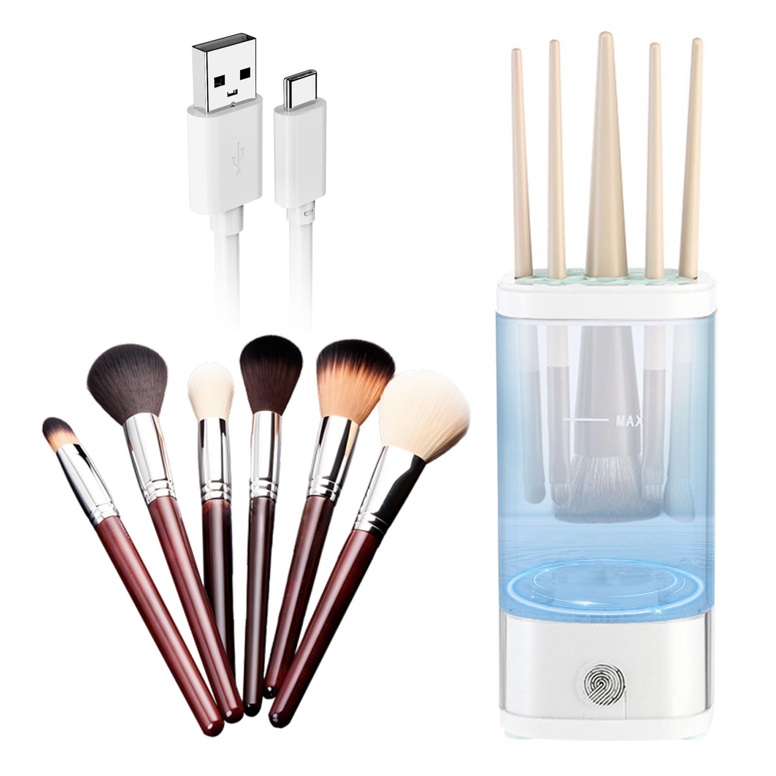 Electric Makeup Brush Cleaner Machine,USB Automatic Makeup Brush Cleaner,Hand Free Make up Brush Cleaner Set,Quick Wash in Seconds Cosmetic Brushes Cleaning Tools for Cleaning and Drying