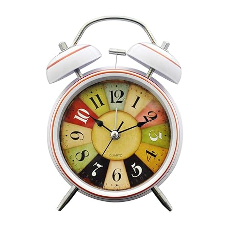 EZ Life Multicolor Digits Desk Alarm Clock - Metal - White Rim