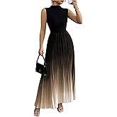 Floerns Women's Elegant Ombre Pleated Flowy Dress Sleeveless Formal Wedding Guest Maxi Dress
