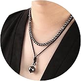 GDLKPYHS 2Pcs Beaded Necklace for Men - Protection Necklace Men Choker Necklaces Obsidian Beads Pendant Jewelry Gifts for Men