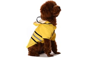 Wizland Dog Raincoat Dog Rain Jacket with Hood Lightweight Waterproof Jacket X-Small to XX-Large Dogs and Puppies(Yellow,L)