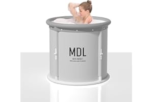MANDLA 31.5" Extra Large Foldable Bathtub, Portable tub for Adults,Family Soaking Tub, Affordable,Lightweight,One second collapsible bathtub (Round, Gray)