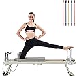 Pilates Reformer, Foldable Pilates Reformer Home Gym Equipment,Core Pilates Bed for Home Workouts ,with Dual Resistance- Springs and Cords, Jump Board Christmas Birthday Valentines Day Gift