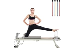 DWKWE Pilates Reformer, Foldable Pilates Reformer Home Gym Equipment,Core Pilates Bed for Home Workouts ,with Dual Resistance- Springs and Cords, Jump Board Christmas Birthday Valentines Day Gift