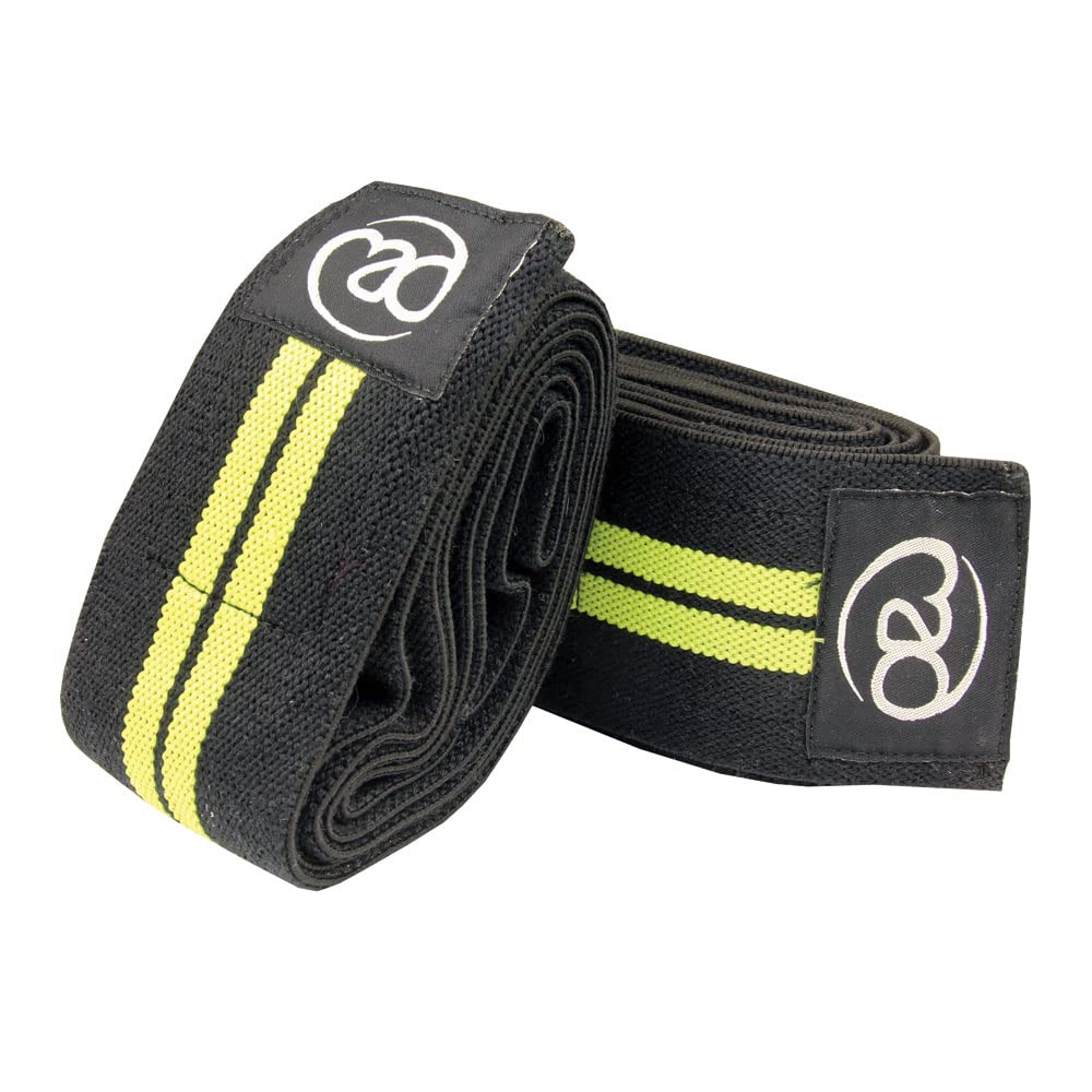 Fitness Mad Unisex's Weight Lifting Support Knee Wraps, Green/Black, 167 cm Long