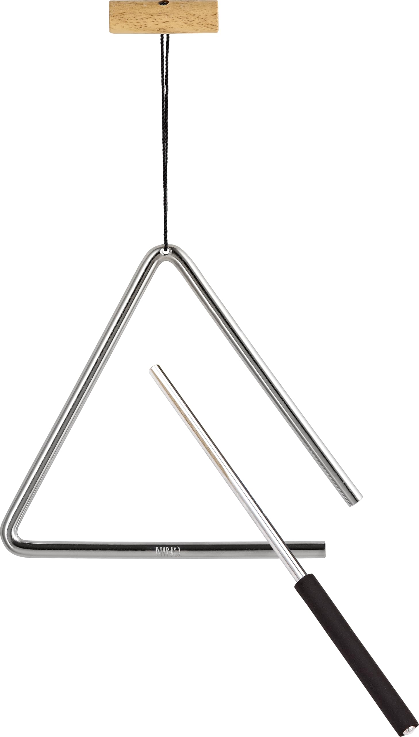 Nino Percussion Triangle Musical Instrument – Medium – with Beater – for Children from 4 Years – Steel and Wood, Natural (NINO551)