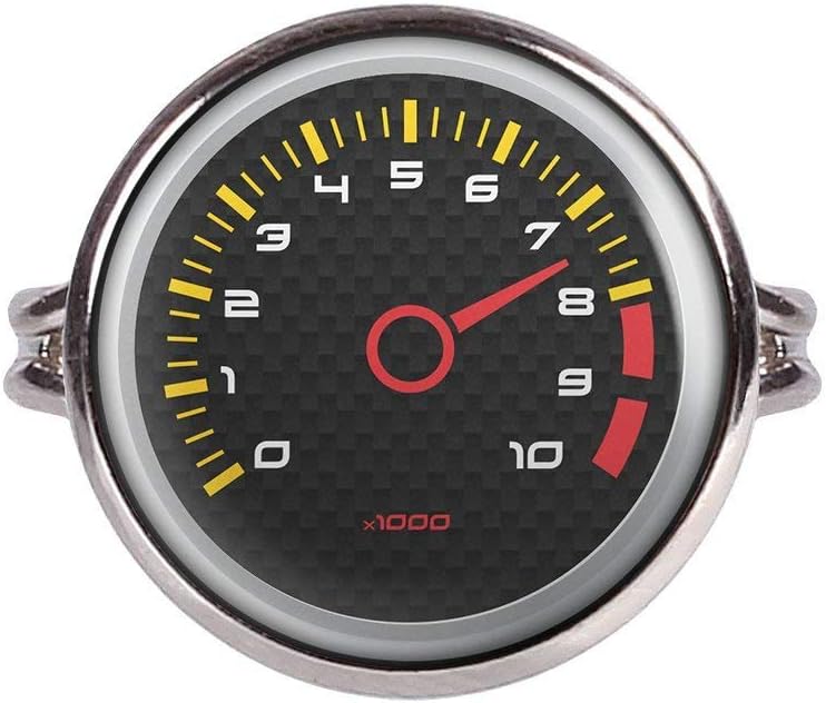 Mylery Ring with Cabochon Picture Speed ??Meter Tachometer RPM Revolutions Instrument Display Carbon Silver Different Sizes