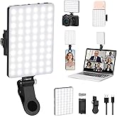 Newmowa 60 LED High Power Rechargeable Clip Fill Video Conference Light | with Front &amp; Back Clip, Adjusted 3 Light Modes for Phone, iPhone, Android, iPad, Laptop, for Makeup, TikTok, Selfie, Vlog