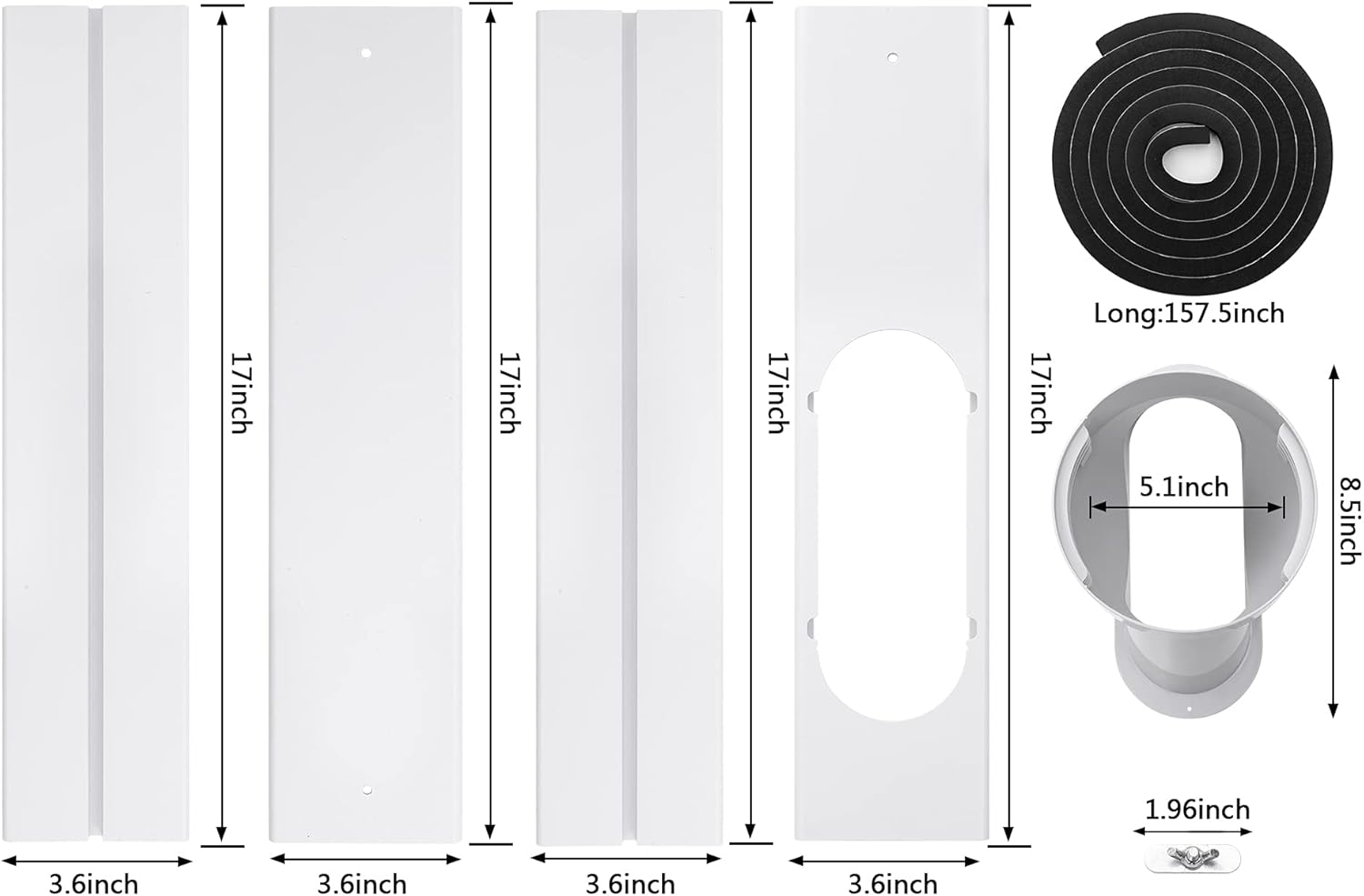 habibee Portable Air Conditioner Window Vent Kit, Kit Plate for Portable Air Conditioner, Adjustable Length Portable AC Vent Kit for Exhuast Hose of 13cm/5.1 Inch: Home & Kitchen