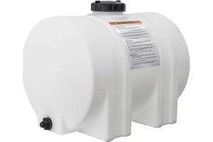 Romotech 82126189 Horizontal Polyethylene Reservoir Water Tank w/Legs, 35 gal, Made in USA, Natural Poly Tank for Non-Flammab
