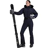 GSOU SNOW Womens Ski Suits Down One Piece Snowsuit Waterproof Snowboard Jumpsuits Winter Ski Outfit